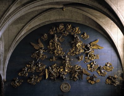 Barokk arkitektur: dekor (1600-tallet). Vegg på baksiden av skipet til Church of Our Lady of the Angels (Our Lady of the Angels). L