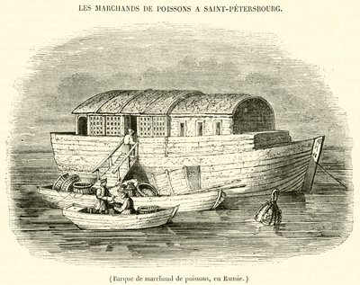 Fiskehandlerbåt, i Russland (gravering) av French School