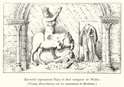 Basrelieff som representerer Pepin den korte erobreren av Waifer (gravering) av French School