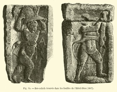 Bas-relieffer funnet i utgravningene av Hotel-Dieu, 1867 av French School