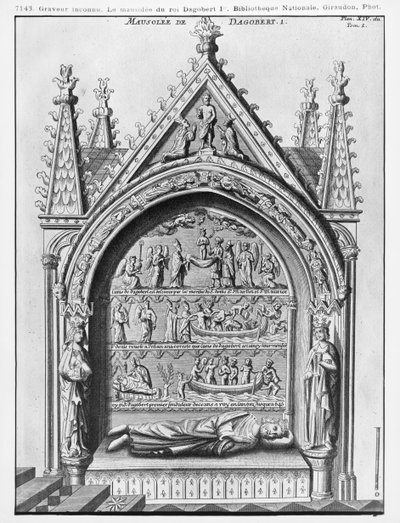 Basilica Saint-Denis, Mausoleum of Dagobert I (605-39) Frankenes konge, restaurert av Adolphe Victor Geoffrey-Dechaume (1816-92) i 1862 av French School