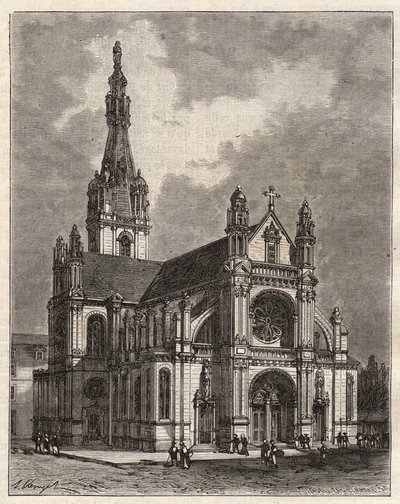 Basilique Sainte-Anne (Sainte Anne) d'Auray (1866-1872) - lokalisert ved Sainte-Anne-d'Auray i Bretagne - gravering i "La France illustrée: geographie, histoire, administrationstatistique" av VA Malt-Brown. 1884 av French School