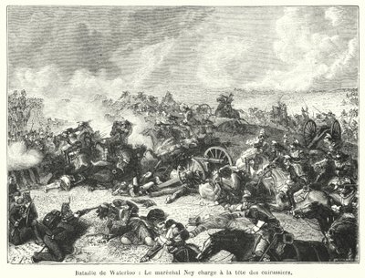 Slaget ved Waterloo, marskalk Ney anfaller i spissen for kurasserne (gravering) av French School