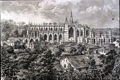 Batalha kloster på 1860-tallet (gravering) av French School