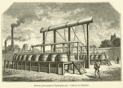 Batteri for å forberede rent hydrogen (gravering) av French School