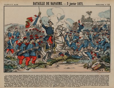 Slaget ved Bapaume, fransk-prøyssisk krig, 3. januar 1871 (farget gravering) av French School