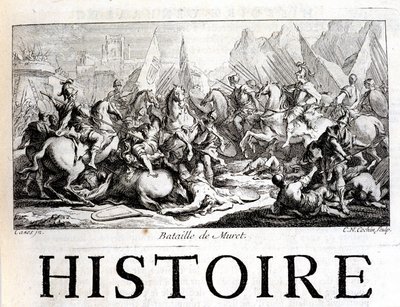 Slaget ved Muret 12. september 1213 - i "" General History of Languedoc" av Joseph Vaissete, Paris av French School