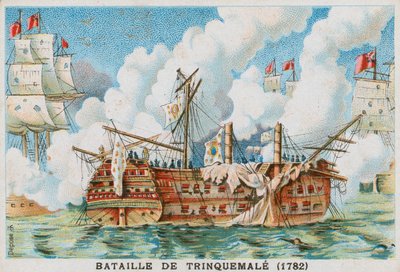 Slaget ved Trincomalee, 1782 av French School
