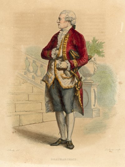 Beaumarchais (farget gravering) av French School