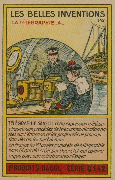 Vakre oppfinnelseskort, telegrafi av French School