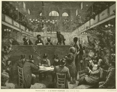 Beaux-Arts, At the Salle Graffard, maleri av M Jean Beraud (gravering) av French School