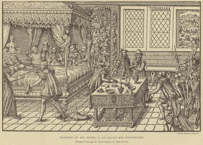 Sengekammer til kong Henry II av Frankrike, Palais des Tournelles, Paris, 1500-tallet av French School