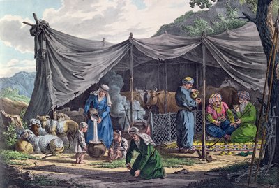 Beduinleir i Libanon, tidlig på 1800-tallet (fargegravering) av French School