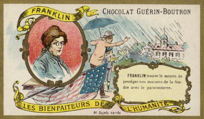 Benjamin Franklin , amerikansk vitenskapsmann, oppfinner og politiker (chromolitho) av French School