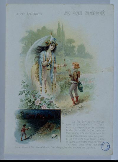 Feen Berliquette, annonse for Le Bon Marche, ca. 1900 av French School