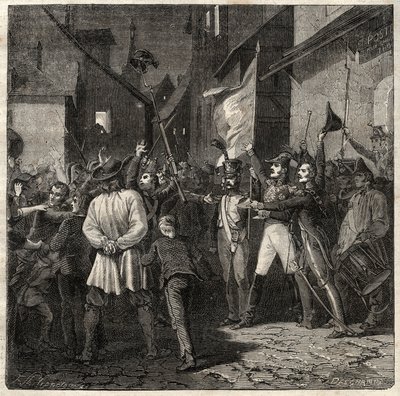Bertons Conspiracy 1822 - General Jean Baptiste Breton (Jean-Baptiste) dit Berton (1769-1822) etablerte en provisorisk regjering i Thouars i 1822 - av French School