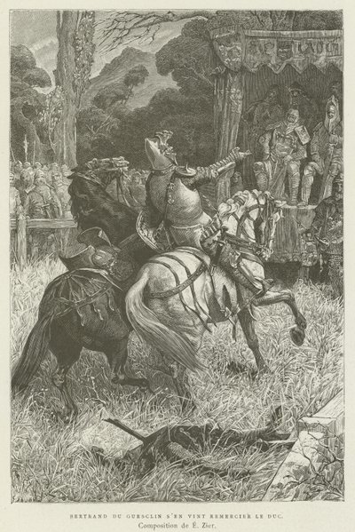Bertrand du Guesclin kom for å takke hertugen av French School