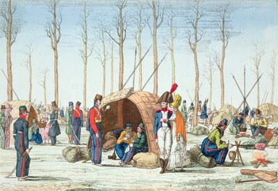 Bivuakk av russiske tropper på Champs Elysées, Paris, 31. mars 1814 av French School