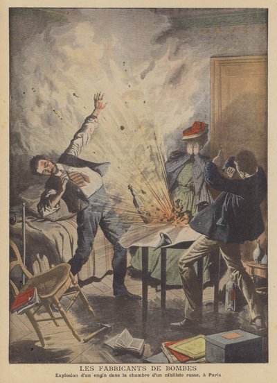Bombemakere (farge litho) av French School