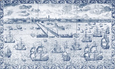 Bombardement av Dunkirk 11. august 1695 (keramikk) av French School