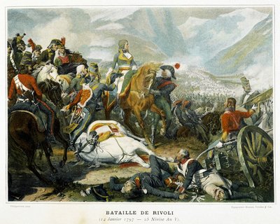Bonaparte (i midten), etter hans seier over østerrikerne i slaget ved Rivoli (Italia) 14. januar av French School