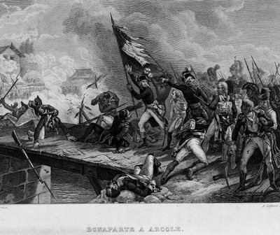 Bonaparte in Arcole - i "" Revolution francaise"" av Thiers. 1800-tallet av French School