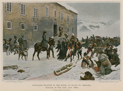 Bonaparte mottatt av munkene på Mount St Bernard av French School