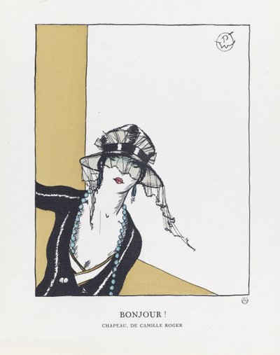 Hallo, utgivelsesdato 1921 (sjablongtrykk) av French School