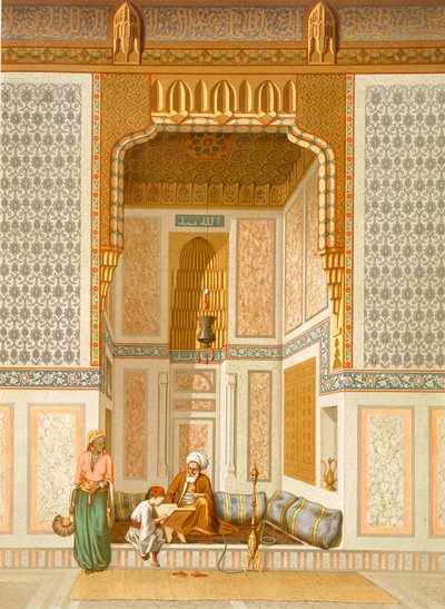 Bordeyny-moskeen, Kairo (litho-farge) av French School