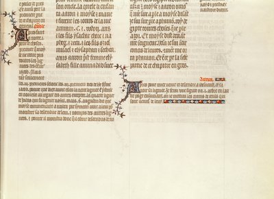 Nederst på en side uten miniatyr, fra The Bible of Jean de Sy, ca.1355 av French School