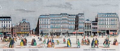 Boulevard Poissonniere og Boulevard Montmartre - industribasar - Rue Montmartre - Theatre des Varietes og passage des Panoramas - Gravering i "Tableau-de-Paris" av Edmond Texier 1852 av French School