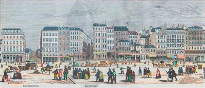 Boulevard Saint-Denis og Boulevard Bonne-Nouvelle - Rue Saint-Denis - Rue de Clery - Gravering i "Tableau-de-Paris" av Edmond Texier 1852 av French School