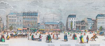 Boulevard des Italians sørside og Boulevard des Capucines sørside - rue de Choiseul - kinesiske bad - rue de la Michodiere - Pavillon de Hannover - rue Louis-le-Grand - Gravering i "Tableau-de-Paris" av Edmond Texier 1852 av French School
