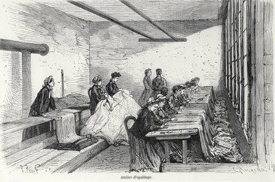 Bouterel Dyeing Workshop i Clichy, fra Turgan, Paris, 1874 av French School