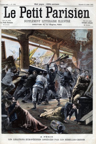Boxer Rebel Europeiske legasjoner i Peking blir angrepet av opprørerne - i "Le petit Parisien" av French School