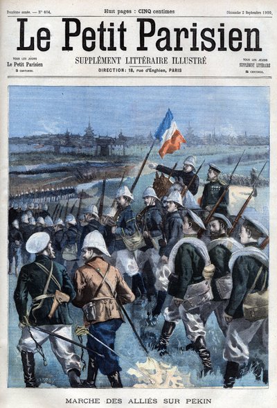 Boxer Rebellion The Allies advance on Peking - in " Le petit Parisien”” av French School