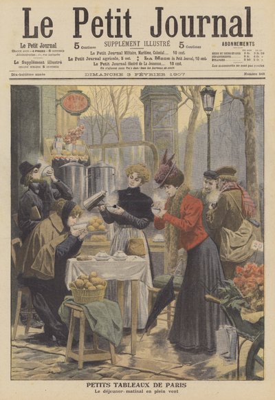 Frokost under åpen himmel i Paris (farge litho) av French School