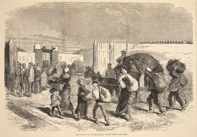 Innføring av grønnsaker fra forstedene, illustrasjon fra Cassells historie om krigen mellom Frankrike og Tyskland, 1870-1871 av French School