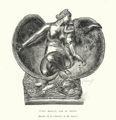 Bronse som viser Venus' fødsel, av Le Mosca (gravering) av French School