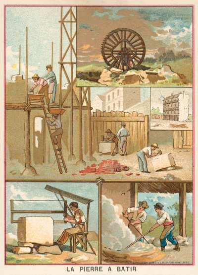 Byggestein (chromolitho) av French School