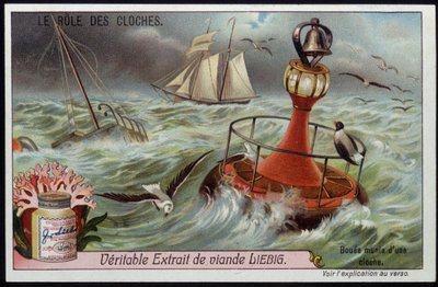 Bøye med bjelle for å varsle båter - Liebig chromo av French School