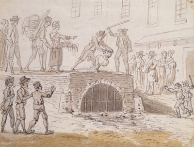 Byste av Marat kastet i en kloakk, 5. februar 1795 (akvarell på papir) av French School