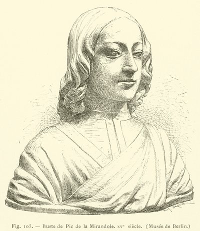 Byste av Pic de la Mirandola, 1400-tallet, Museum of Berlin (gravering) av French School
