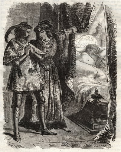 Ved å løfte en dør viste han mannen sin egen kone liggende naken. Louis I av Valois, hertug av Orleans (1372-1407), fikk Raoul d