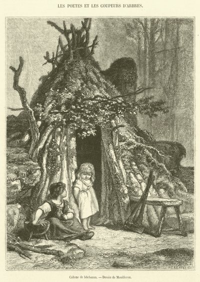 Tømmerhoggerhytte (gravering) av French School