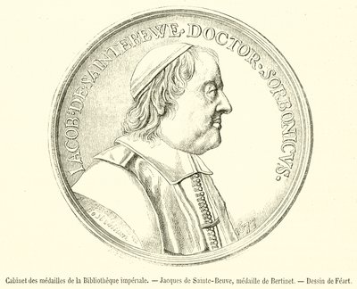 Skap med medaljer fra Imperial Library, Jacques de Sainte-Beuve, medalje av Bertinet (gravering) av French School