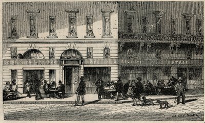 Cafe de la Regence på Place du Palais-Royal i Paris på 1800-tallet - Gravering i "Tableau-de-Paris" av Edmond Texier 1852 av French School