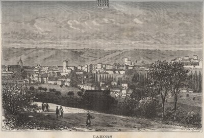 Cahors - Lot - Midi-Pyrénées - gravering i "La France illustrée: geografi, historie, statistisk administrasjon" av V.A. Malt-Brown. 1884 av French School
