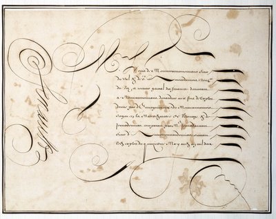 Calligraphy: Manuscript chart of financial round around the second half of the 17th century by Louis Senault av French School
