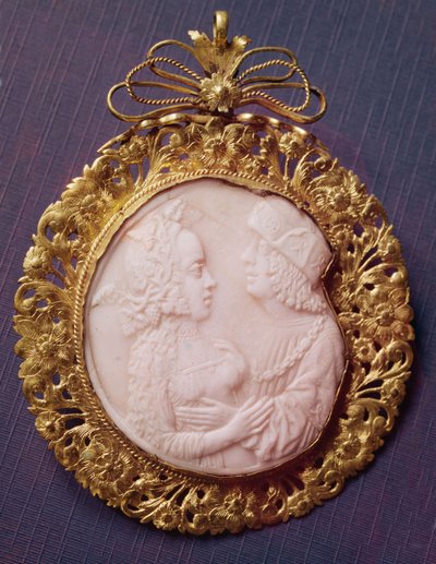 Cameo med to portretter (elfenben og sølvtøy) av French School